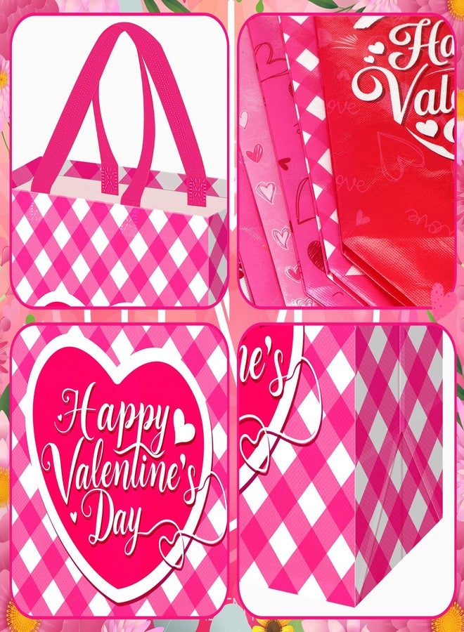 Wesnoy 48 Pcs Valentine's Day Gift Bags Bulk with Handle Non Woven Reusable Bags Valentine's Day Tote Bag for Gift Exchange, Goodies Wrapping and Party Celebration Favors, 11.4 x 10.6 x 4.7 Inches - Image 3